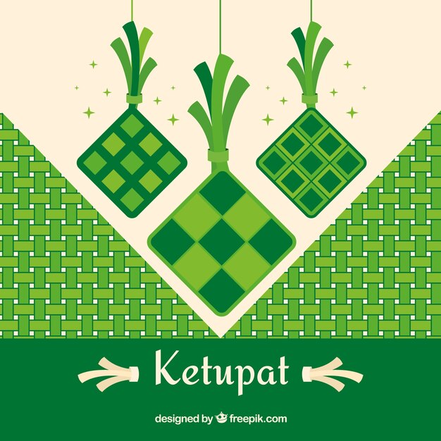 Vettore gratuito composizione tradizionale ketupat con design piatto