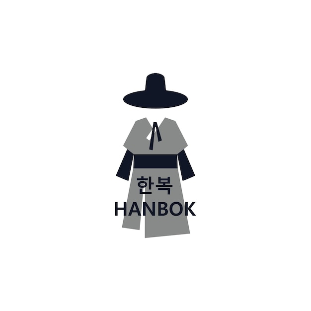 Traditional korean dress hat flat minimalist logo vector design template Premium Vector