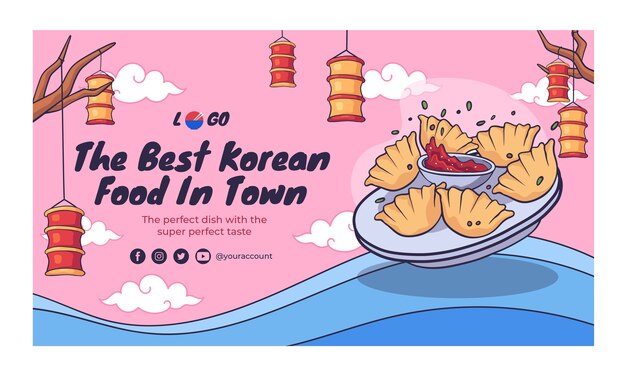 Free vector traditional korean food restaurant twitch background