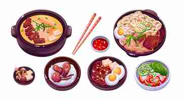 Free vector traditional korean food set