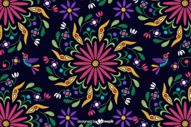 Free vector traditional mexican embroidery background