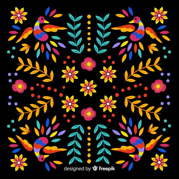 Traditional mexican embroidery background