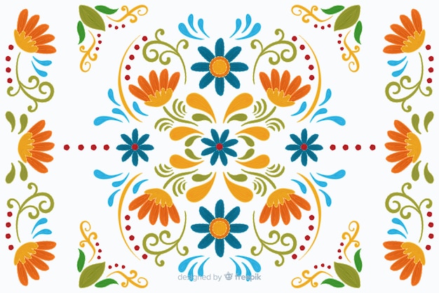 Free vector traditional mexican embroidery background