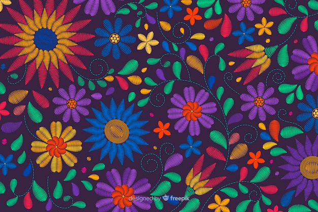 Traditional mexican embroidery background