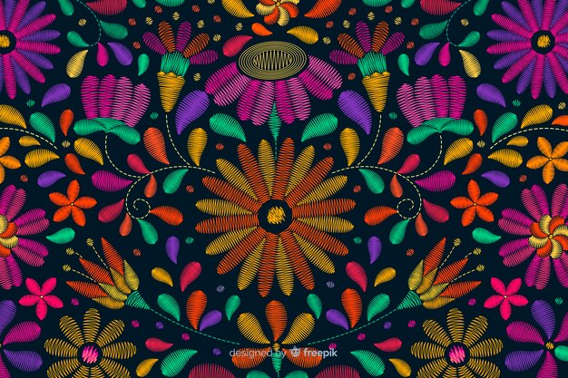 Traditional mexican embroidery background