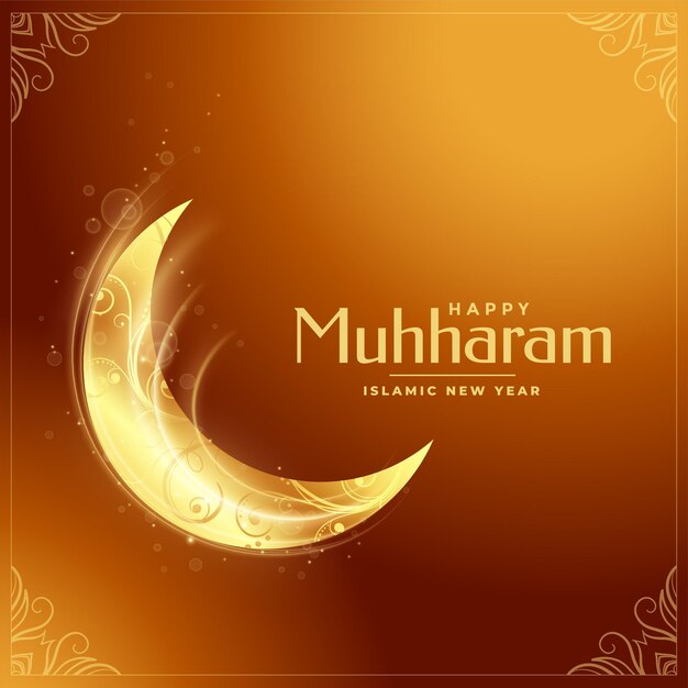 Traditional muharram festival golden moon card design