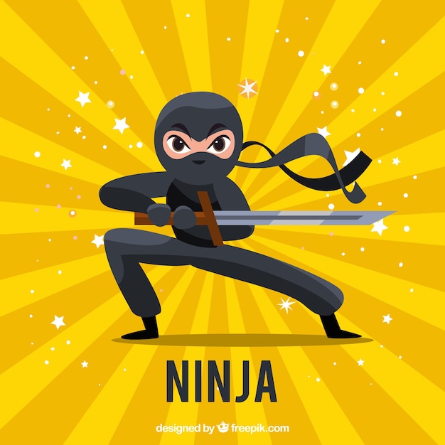 Sfondo tradizionale guerriero ninja con design piatto