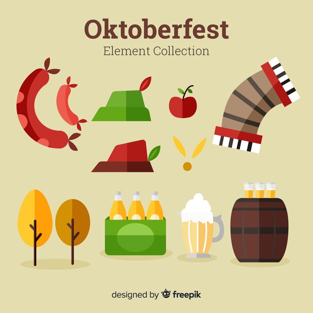 Traditional oktoberfest element collection with flat design