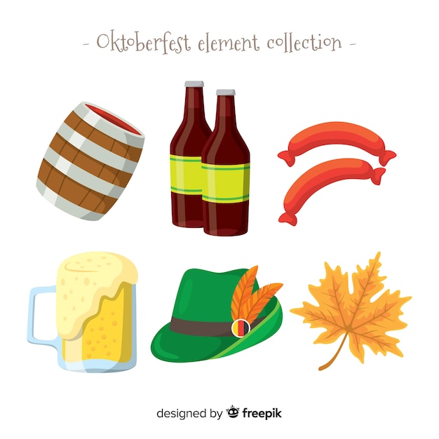Traditional oktoberfest element collection with flat design