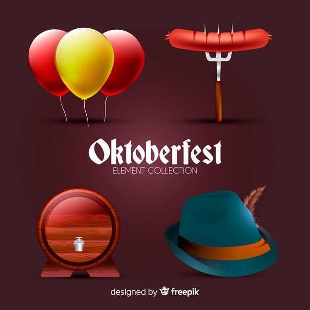 Традиционная коллекция элементов oktoberfest с реалистичным дизайном