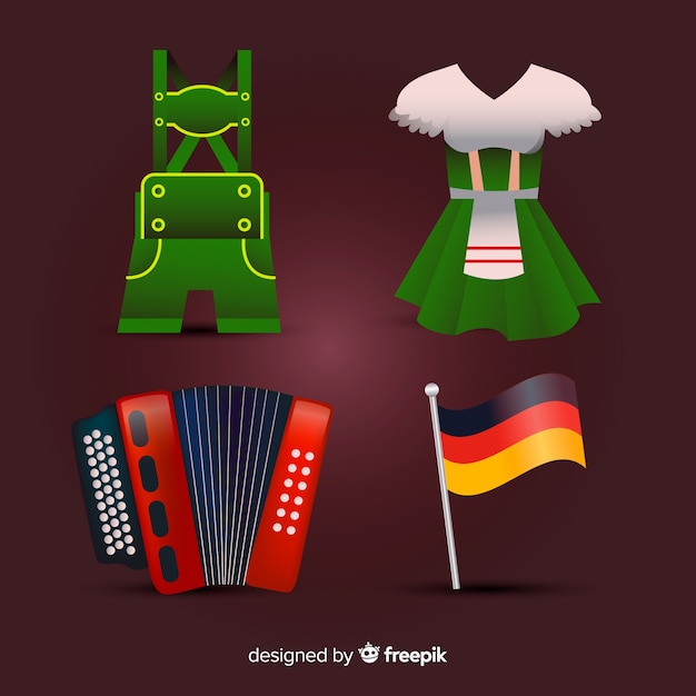 Free vector traditional oktoberfest element collection with realistic design