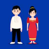 Free vector traditional philippines costumes