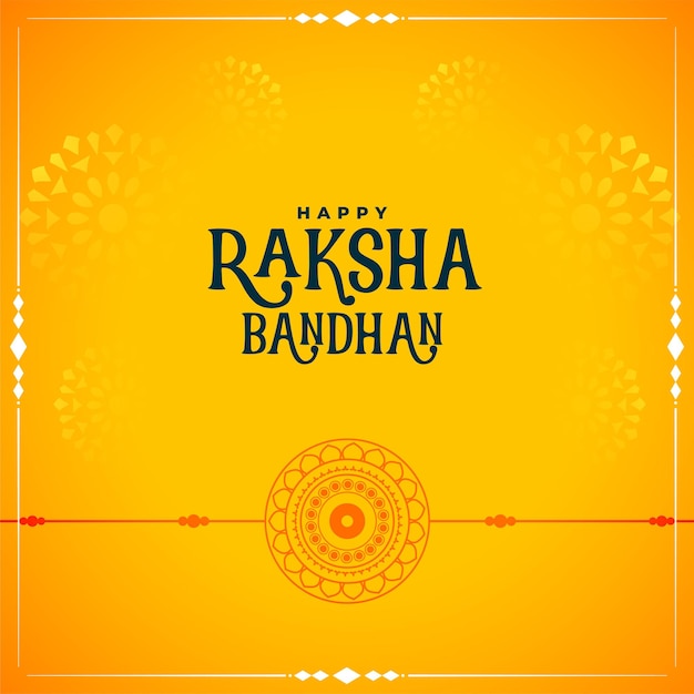 전통적인 raksha bandhan 노란색 인사말 디자인