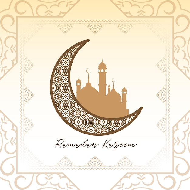 Free vector traditional ramadan kareem islmaic festival crescent moon background vector