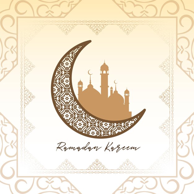Traditional Ramadan Kareem Islmaic festival crescent moon background vector