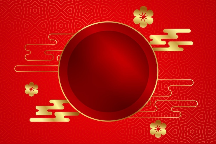 Free Vector traditional red chinese new year banner with golden elements