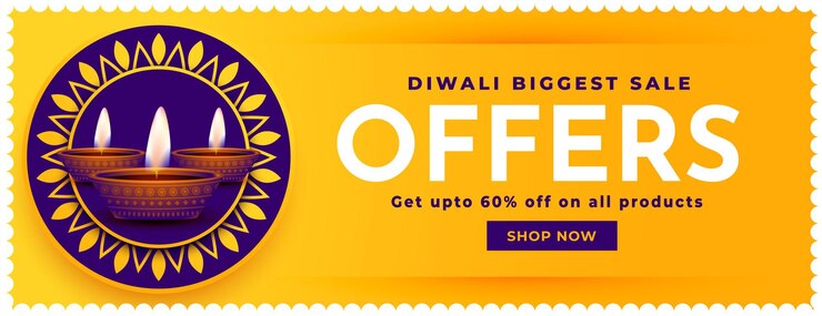 मुफ़्त वेक्टर traditional shubh diwali biggest offer banner with realistic diya