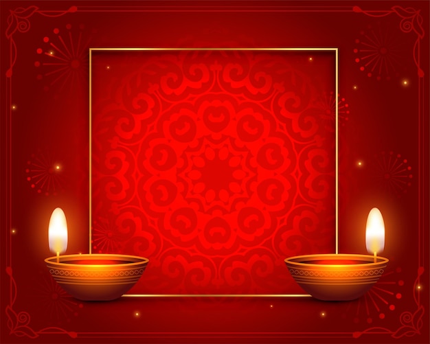 Free vector traditional shubh diwali red background with image or text space