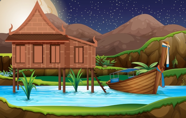 Free vector a traditional thai house