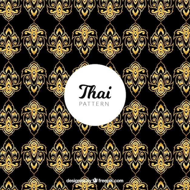 Free vector traditional thai pattern with golden style