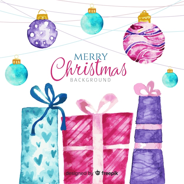 Free vector traditional watercolor christmas background