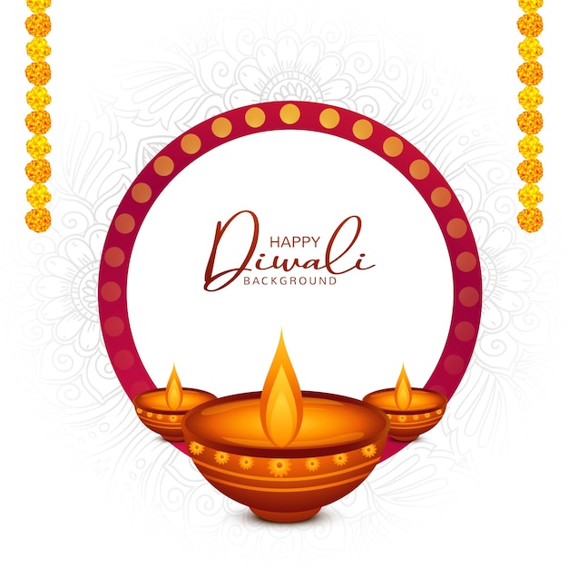 Free vector tradtional happy diwali festival background with lamps design