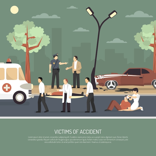 Free vector traffic accident first aid flat poster