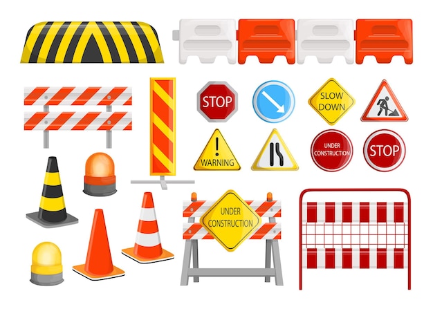 Free vector traffic barriers collection