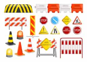 Free vector traffic barriers collection