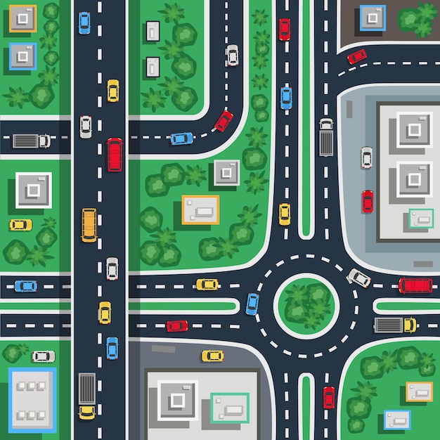 Free vector traffic city top flat