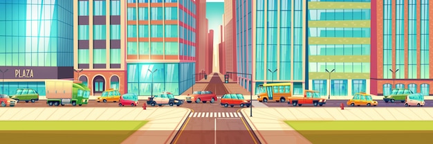 Traffic congestion in city cartoon vector concept