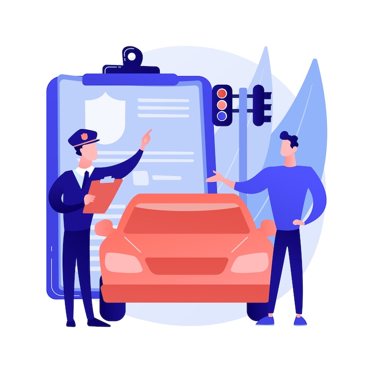 Free Vector traffic fine abstract concept vector illustration. traffic law violation, speeding fine ticket, pay online, driving rules offence, speed control, red light camera, stop sign abstract metaphor.