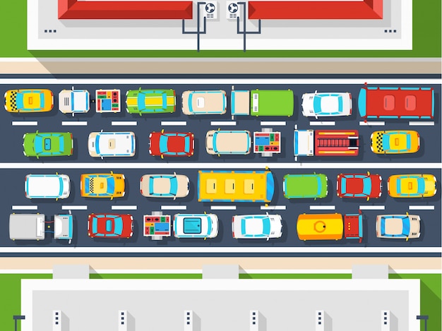 Free vector traffic jam top view poster