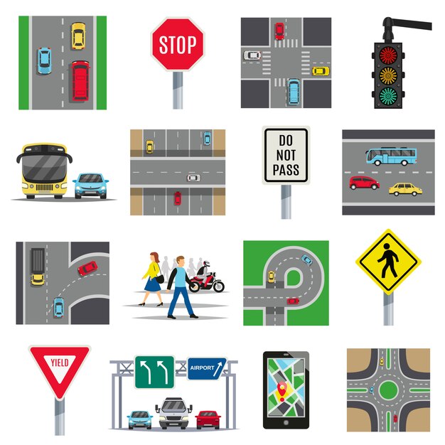 Traffic Signs Flat elements Collection 