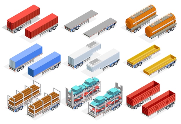 Trailers isometric set