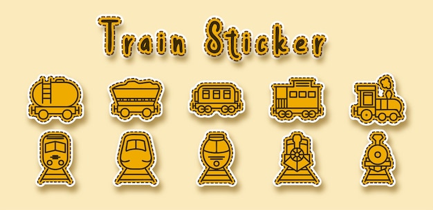 Free vector train rail transport mine sticker