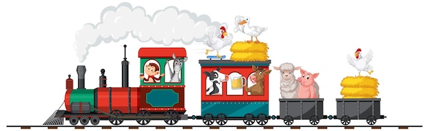 Free vector train ride with many animals