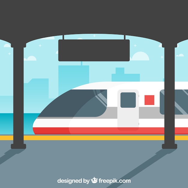 Free vector train scene at the station