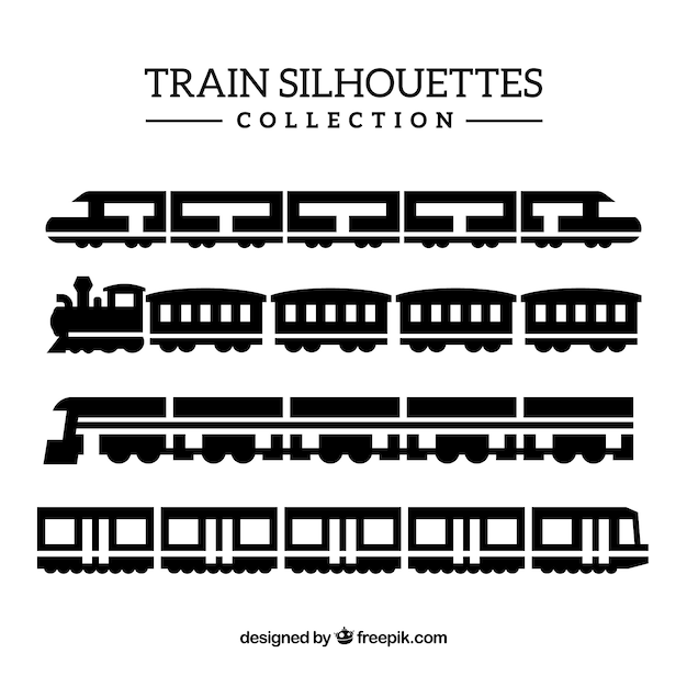 Vettore gratuito collezione silhouette del treno