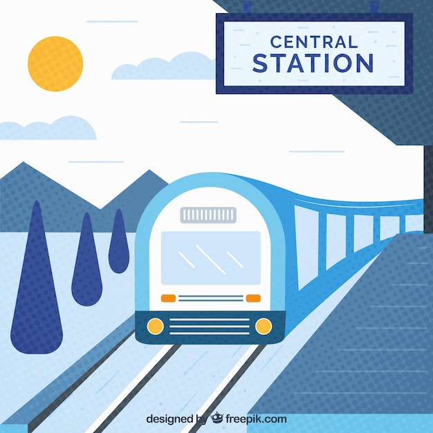 Free vector train station in flat design background