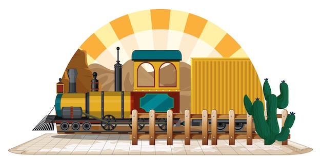 Бесплатное векторное изображение Поезд с естественной сценой