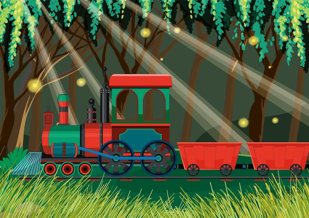 Free vector train with natural scene