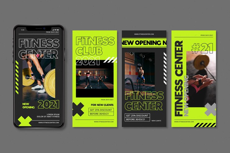 Free Vector training center instagram stories template