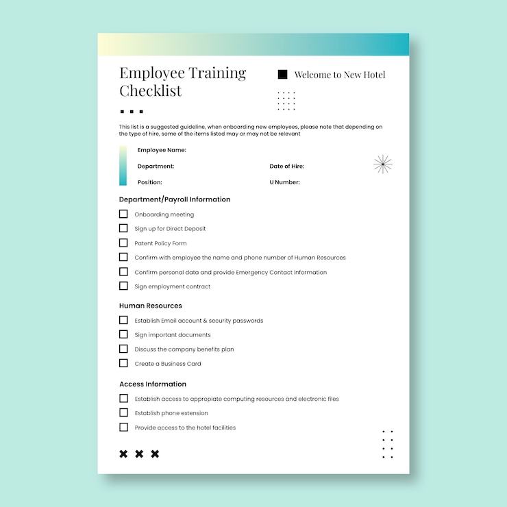 Free Vector training checklist template design