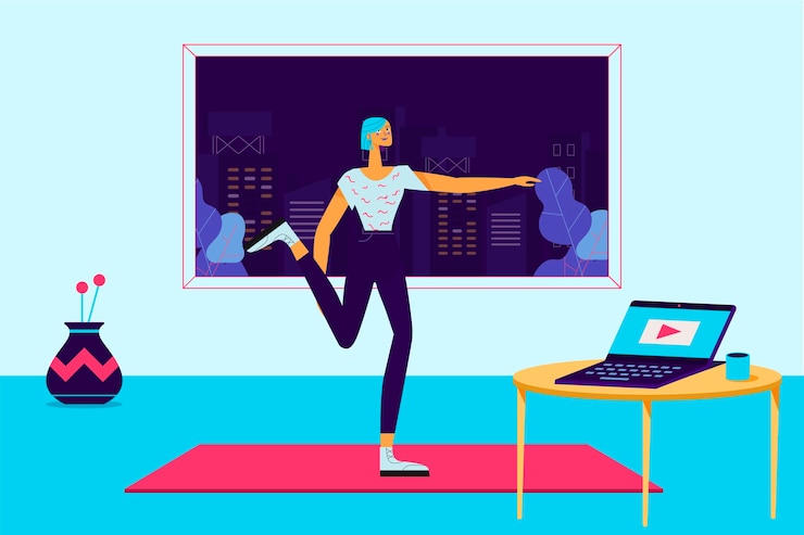 Free Vector training at home concept