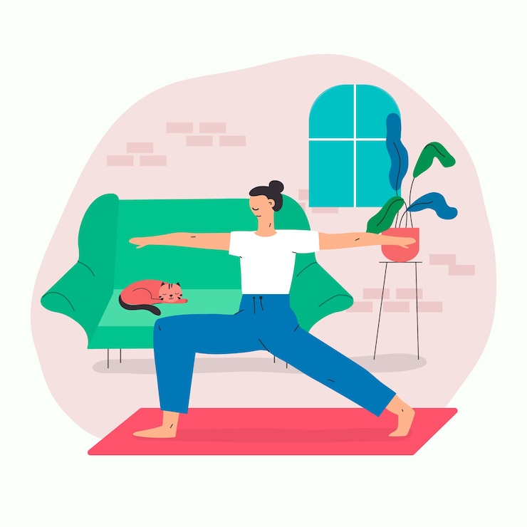 Free Vector training at home concept