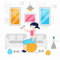 Free vector training at home concept