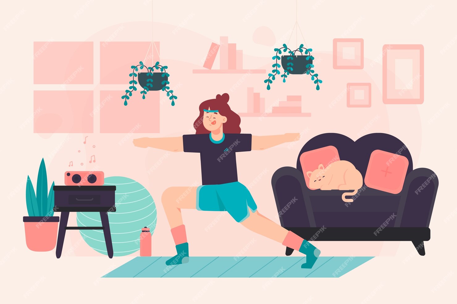 Free Vector | Training at home concept