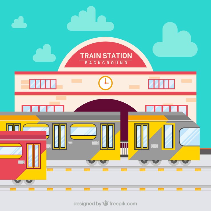 मुफ़्त वेक्टर trains departing from the train station