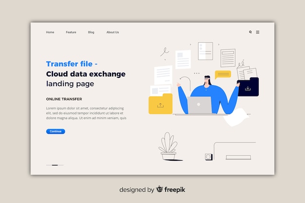 Transfer files concept for landing page